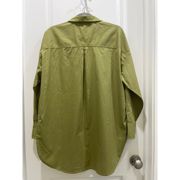Maeve by Anthropologie Oversized Sage Green Button Down Shirt Sz S - Picture 6 of 6